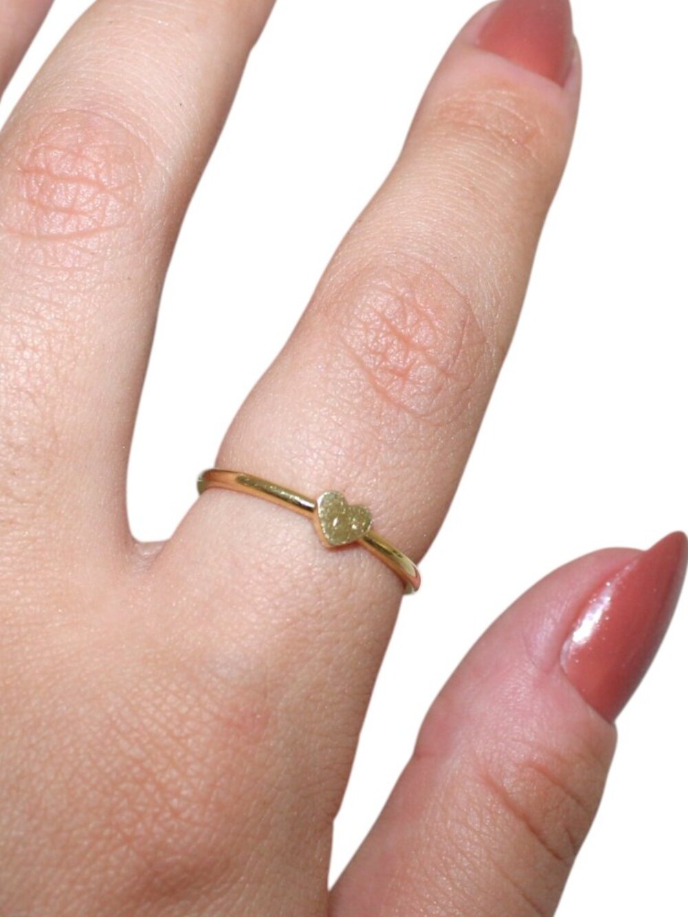14k Solid Gold 585 Gold Heart Charm Ring 1.53 Grams Size 8.25